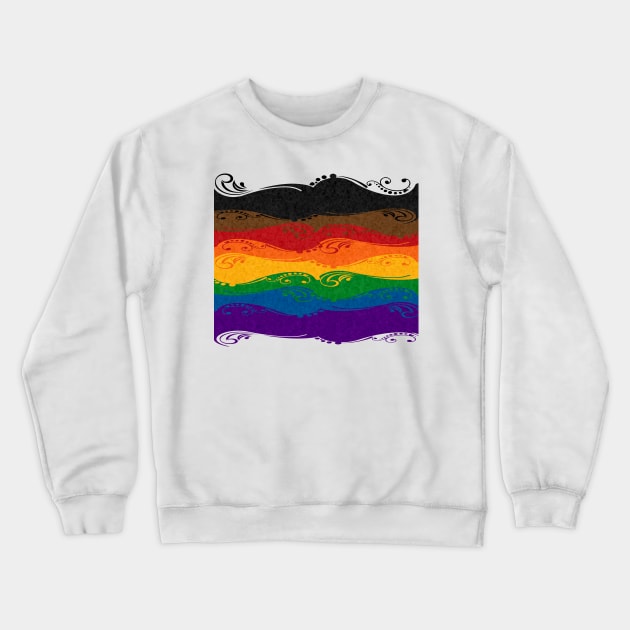 Ornamental Inclusive Rainbow Flag Crewneck Sweatshirt by LiveLoudGraphics